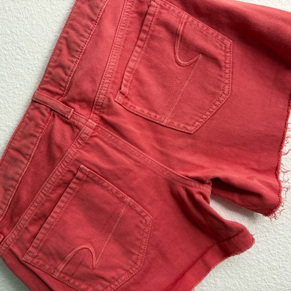 100% Cotton American Eagle AE Coral Raw Hem Denim Shorts low rise Y2K size 2 - Picture 2 of 11